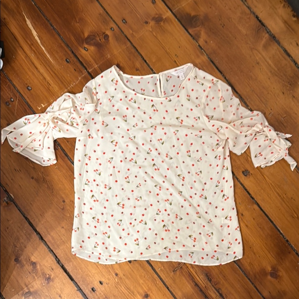 LC Lauren Conrad Red Pink Ruffled Tie Front Blouse